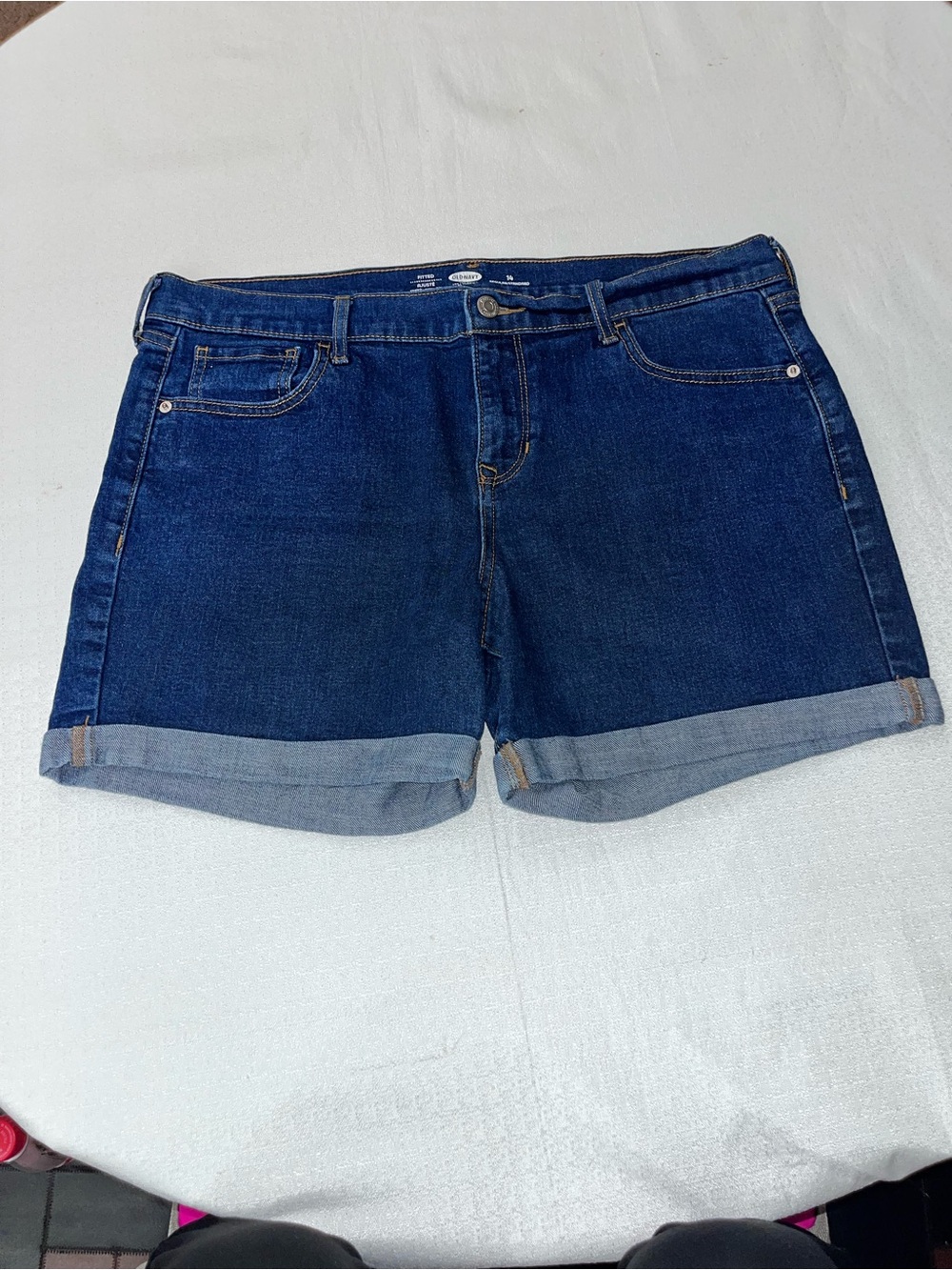 Old Navy Dark Blue Rolled Cuff Denim Shorts size 14